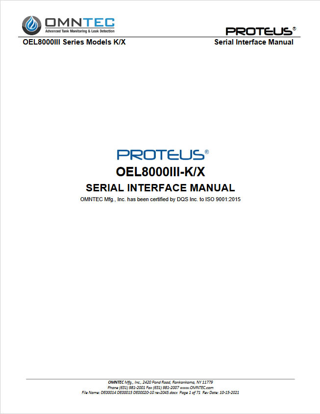 Omntec Proteus Serial Interface Manual