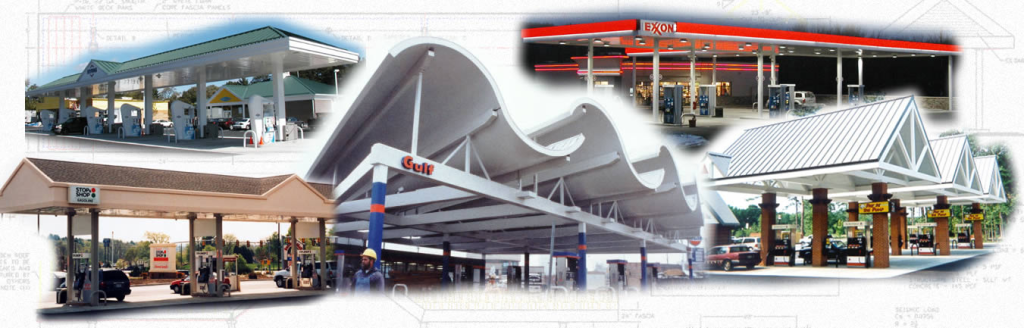 Multiple gas station canopies